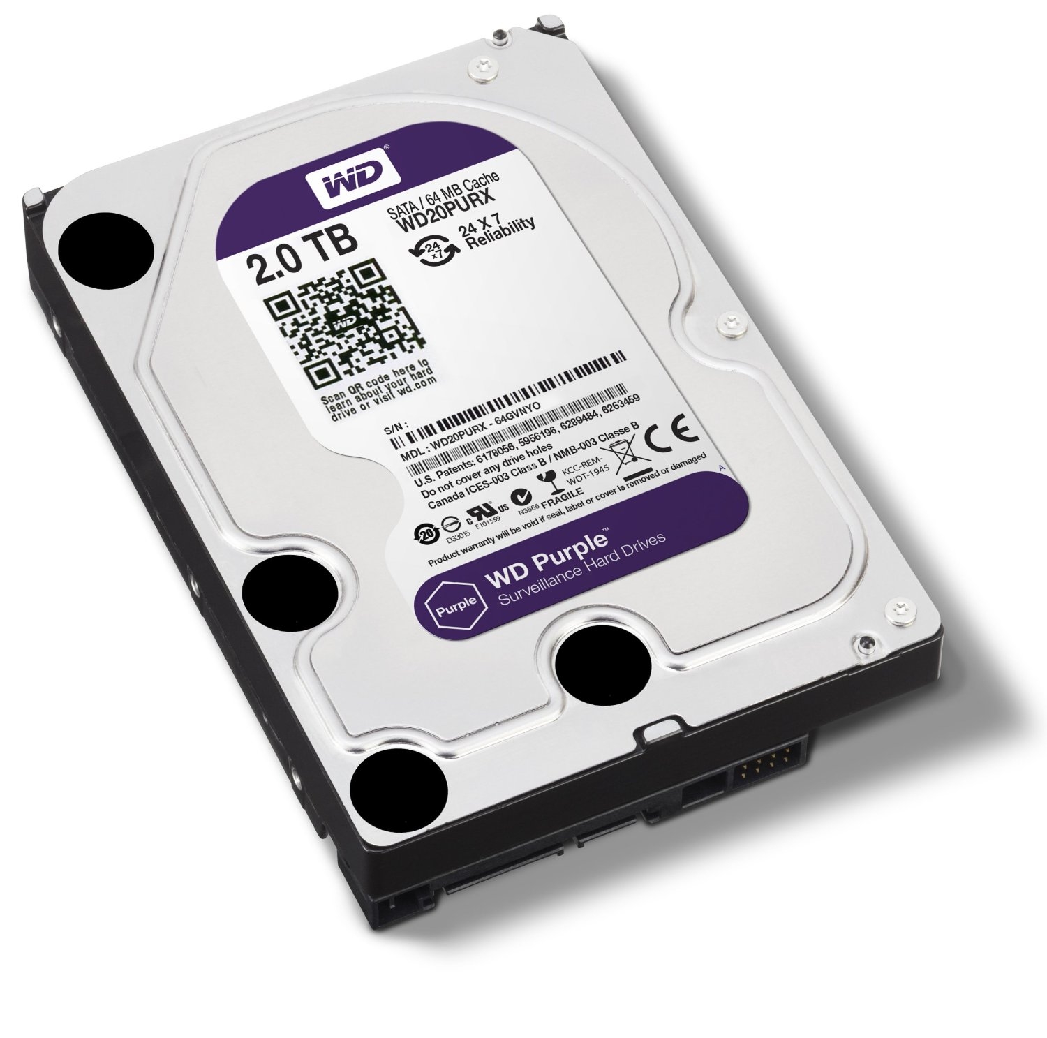 3.5" Surveillance HDD WD20PURX WD Purple 2TB,Internal HDD 