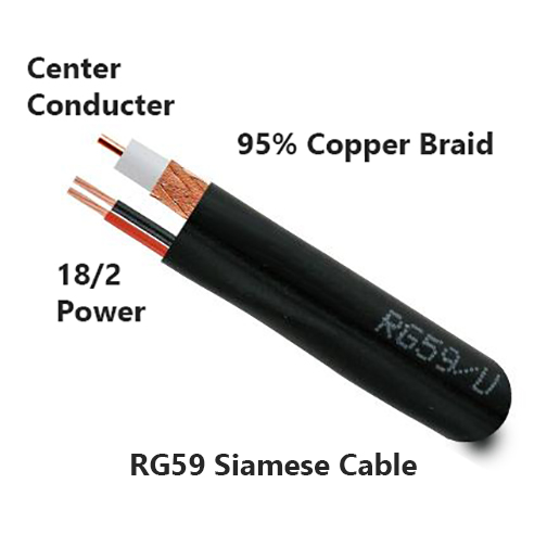 1 Roll  RG59 Siamese Cable 18/2 Power Cable 1000 FT CCTV Black 