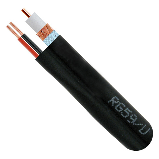 RG59 Siamese Cable Solid Copper Core Black Color 500ft Pull Box 