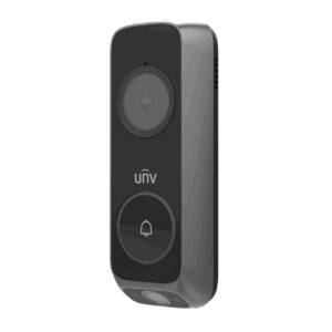 ED-525B-WB-GY UNV Two-Way Home Security Video Doorbell with Dual Lens, Black, 2 Way Audio, Wifi